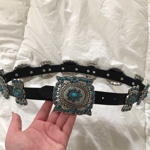 Black leather & turquoise concho belt